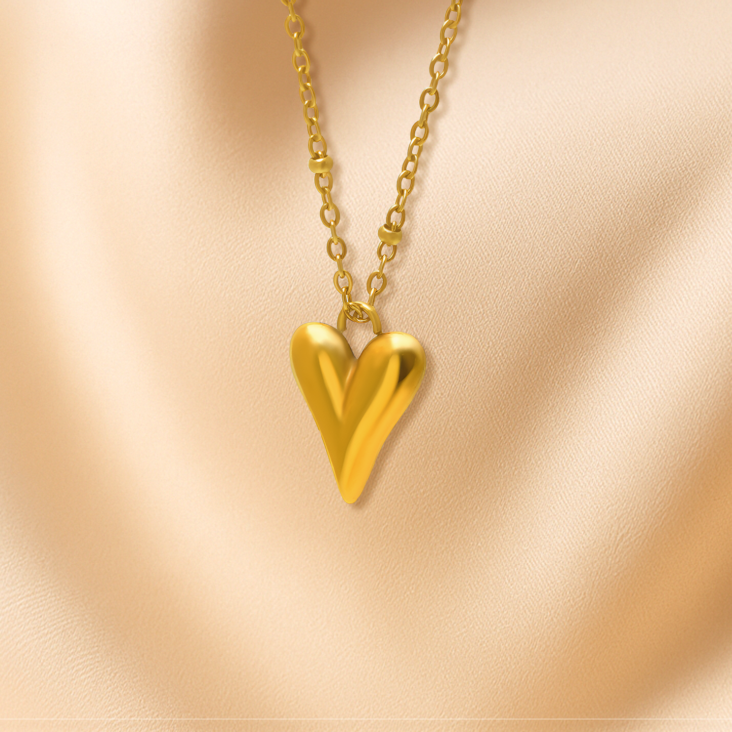 Anti Tarnish Stainless Steel Gold Heart Stylish Chain Necklace