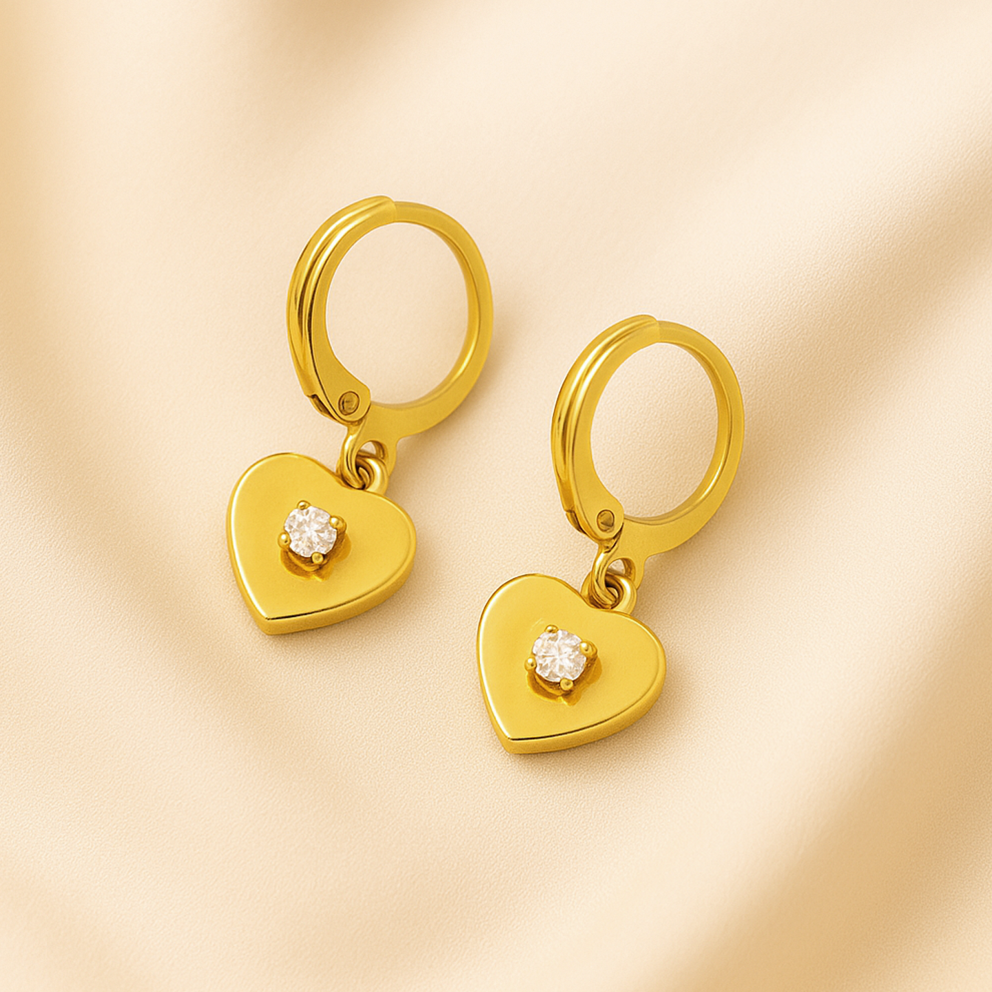 Zovora Jewels  Heart Hoop Earrings- 18k Gold Plated