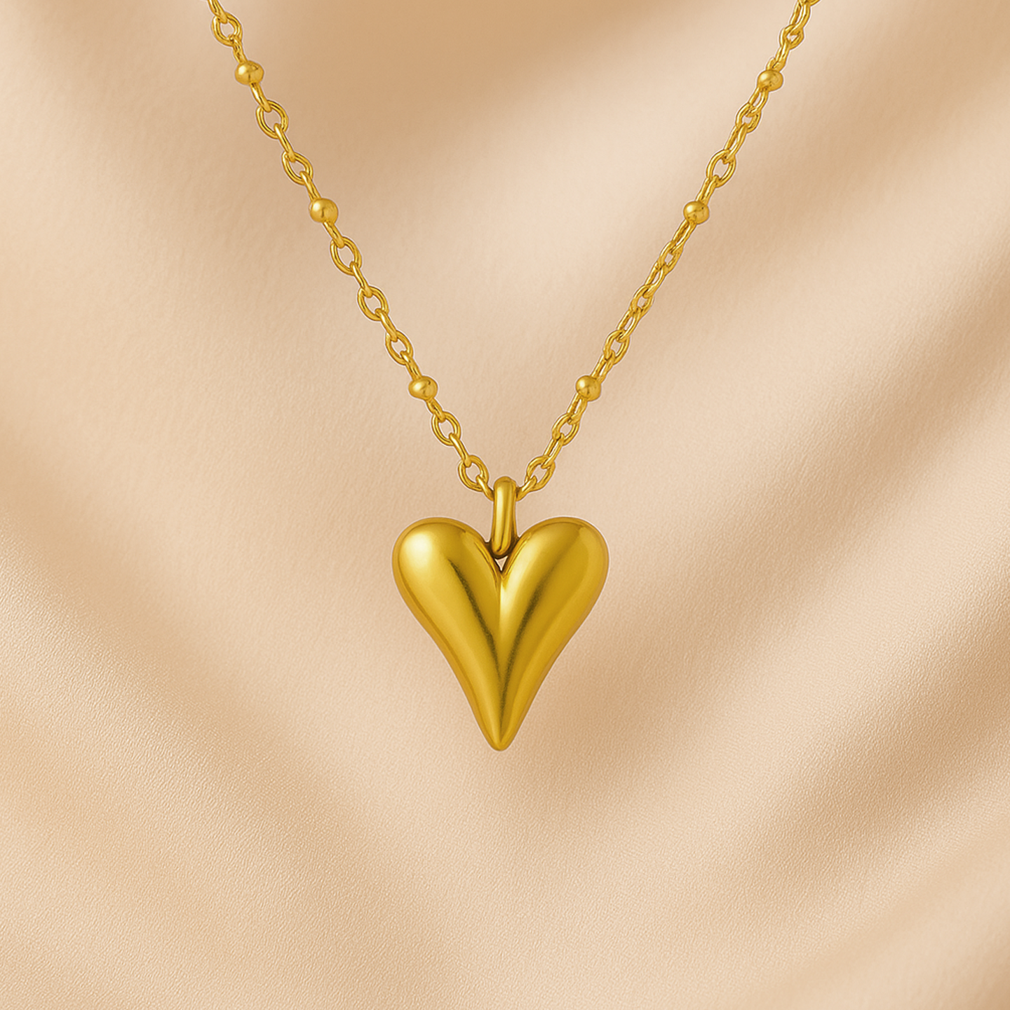 Anti Tarnish Stainless Steel Gold Heart Stylish Chain Necklace
