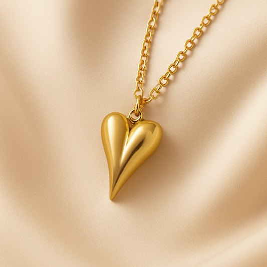 Anti Tarnish Stainless Steel Gold Heart Stylish Chain Necklace